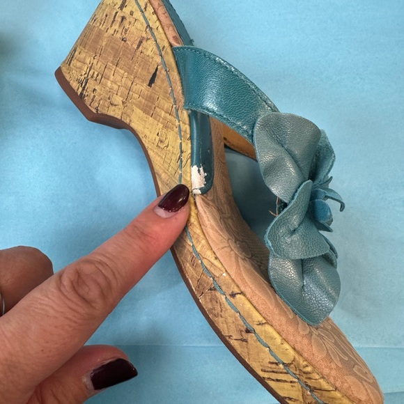 b.o.c. Women's Teal Floral Wedges - Picture 4 of 10